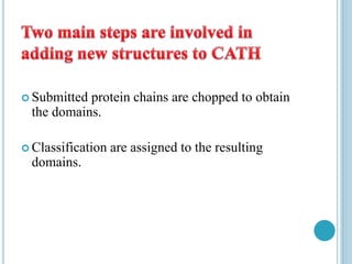  Submitted protein chains are chopped to obtain
the domains.
 Classification are assigned to the resulting
domains.
 