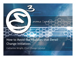How to Avoid the Mistakes that Derail 
Change Initiatives
Catharine Wright, Chief Change Catalyst
 