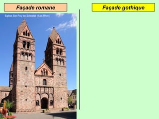 Façade gothiqueFaçade romane
Eglise Ste-Foy de Sélestat (Bas-Rhin)
 