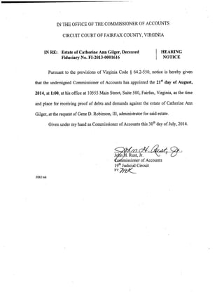 Catherine Ann Gilger Hearing Notice