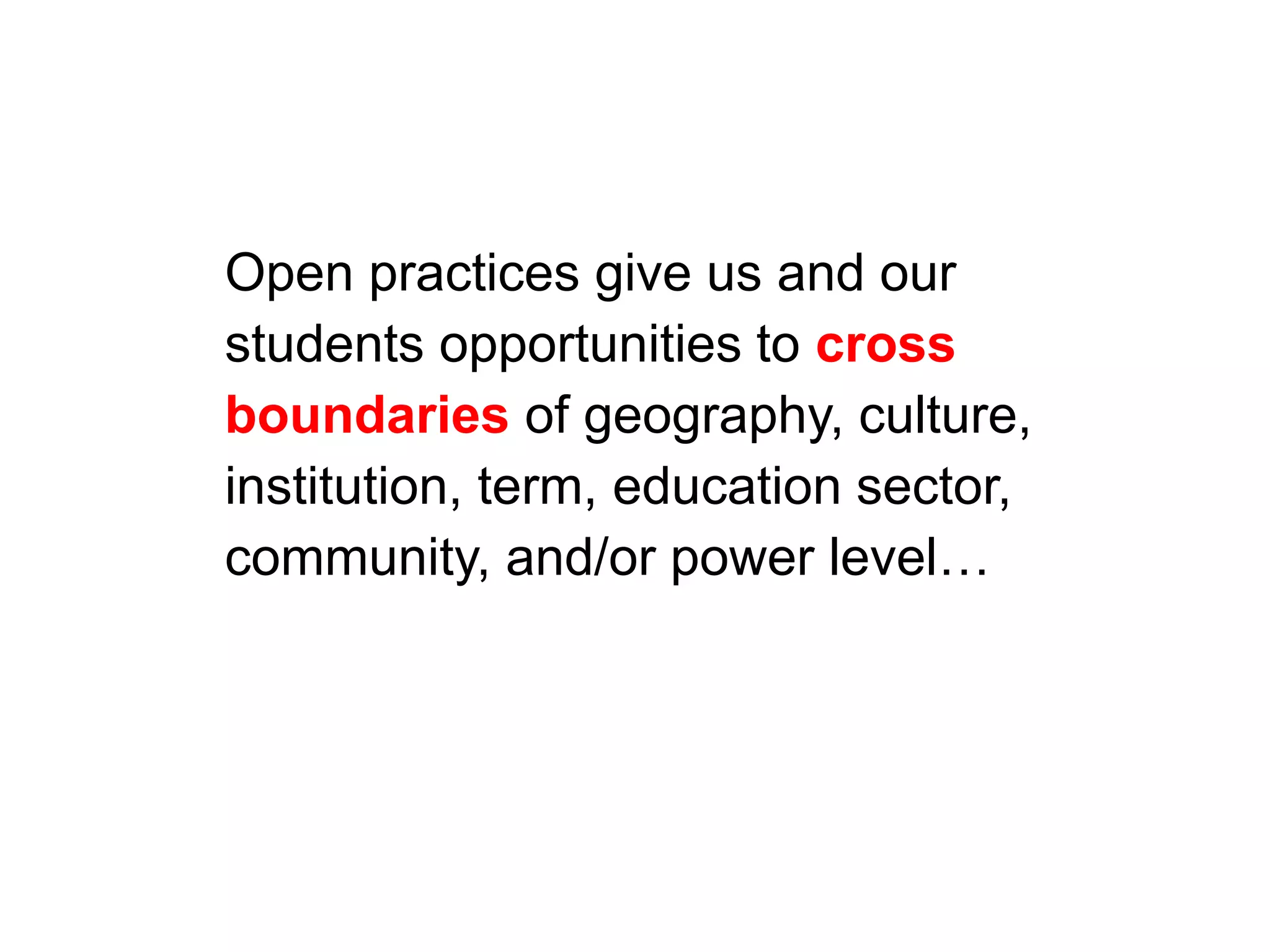 We proposed the idea of a Third Space where 
teacher and student scripts – the formal and 
informal, the official and unofficial spaces of 
the learning environment – intersect, creating 
the potential for authentic interaction and a shift 
in the social organization of learning and what 
counts as knowledge. 
Kris Gutiérrez (2008) 
University of Colorado, Boulder 
“ 
 