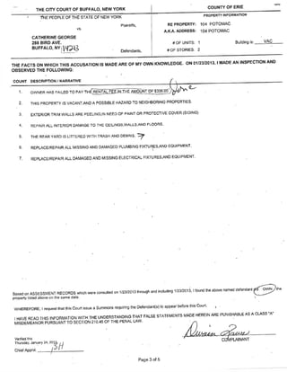 Catherine George housing court documents