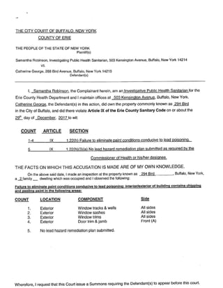 Catherine George housing court documents