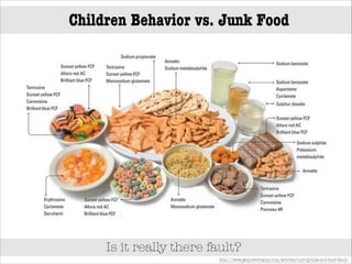 Is it really there fault?
Children Behavior vs. Junk Food
http://www.getpurevitality.com/articles/unruly-kids-is-it-their-fault/
 