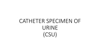 CATHETER SPECIMEN OF
URINE
(CSU)
 