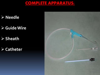 COMPLETE APPARATUS:
 Needle
 GuideWire
 Sheath
 Catheter
 
