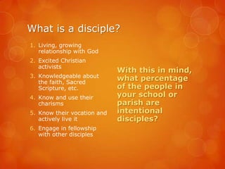 Discipleship Vocation Catholic Schools: Centers of the New Evangelization | PPTX