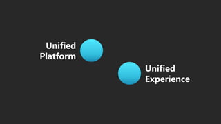 Unified
Platform
Unified
Experience
 