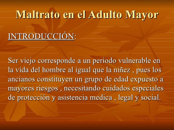 Maltrato en el Adulto Mayor