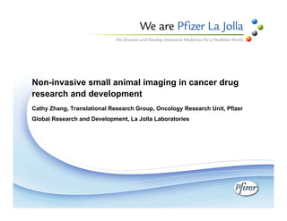 Non-invasive small animal imaging in cancer drug
research and development
Cathy Zhang, Translational Research Group, Oncology Research Unit, Pfizer
Global Research and Development, La Jolla Laboratories
 