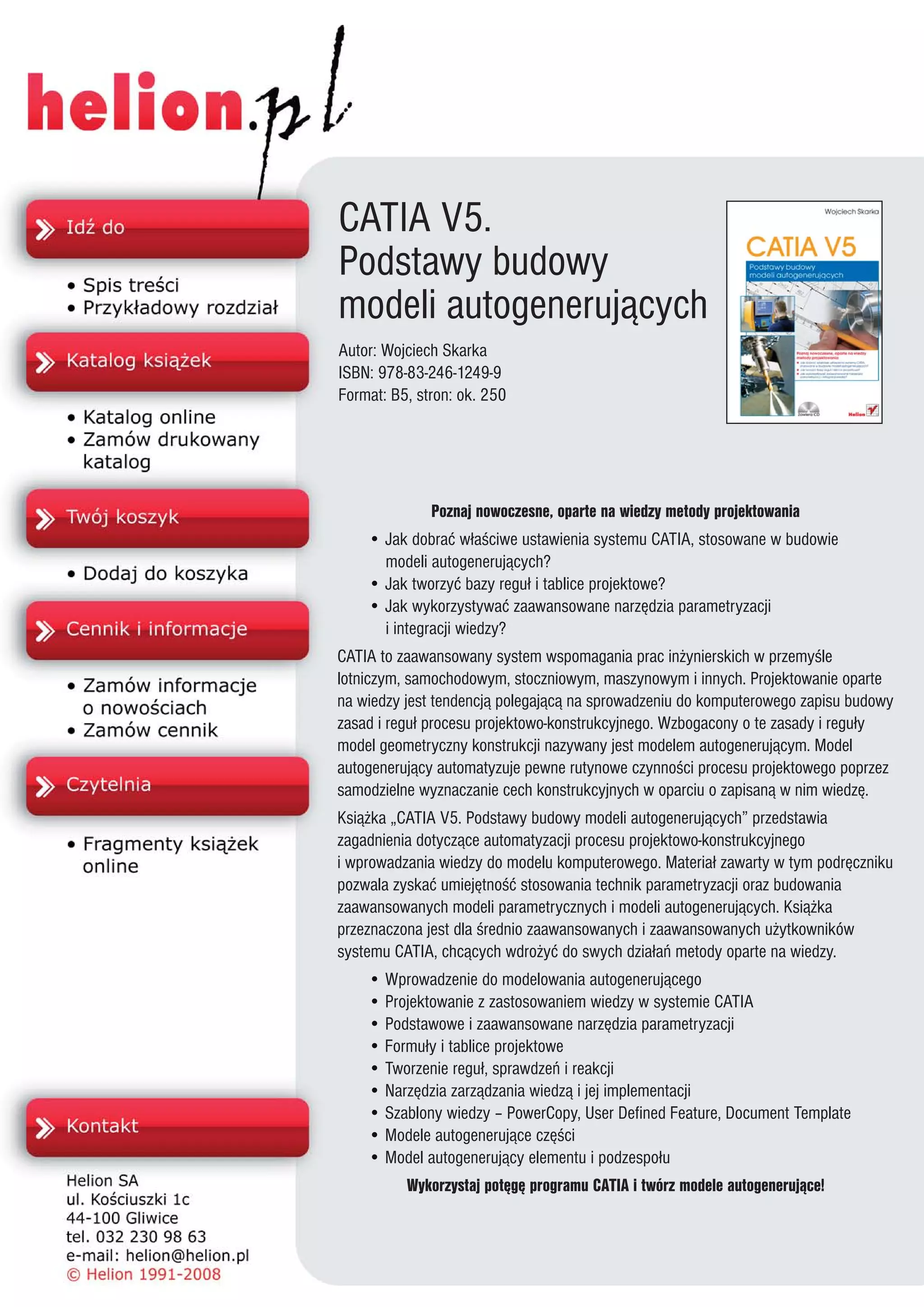 CATIA V5. Podstawy budowy modeli autogenerujących | PDF