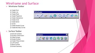 Wireframe and Surface
 Wireframe Toolbar
 Surface Toolbar
 