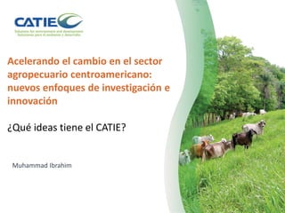 Muhammad Ibrahim
Acelerando el cambio en el sector
agropecuario centroamericano:
nuevos enfoques de investigación e
innovación
¿Qué ideas tiene el CATIE?
 