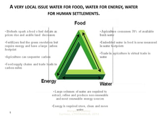 A VERY LOCAL ISSUE WATER FOR FOOD, WATER FOR ENERGY, WATER
                  FOR HUMAN SETTLEMENTS.




                           Margaret Catley-
1
                      Carlson, sTOCKHOLM, 2012
 
