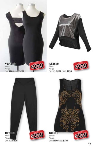 43
VD5110
Vestido
Negro
CH: $209 / ME: $239
DESDE
$209
RT7010
Malla
Negro
CH, XG: $209
DESDE
$209
AF2810
Blusa
Negro
GR, XG: $209 / ME: $239
DESDE
$209
BI0110
Blusón
Negro
GR: $209 / XG: $239
DESDE
$209
 