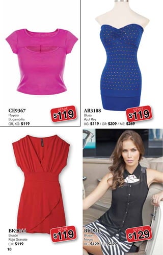 18
CE9367
Playera
Bugambilia
GR, XG: $119
DESDE
$119
BK9044
Blusón
Rojo Granate
CH: $119
DESDE
$119
AB3108
Blusa
Azul Rey
XG: $119 / GR: $209 / ME: $269
DESDE
$119
BL2910
Blusón
Negro
XG: $129 / GR: $229
DESDE
$129
 