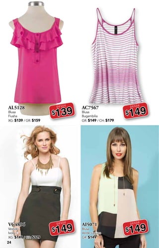 24
AL5128
Blusa
Fiusha
XG: $139 / GR: $159
DESDE
$139
VC4896
Vestido
Ivory
XG: $149 / GR: $329
DESDE
$149
AC7567
Blusa
Bugambilia
GR: $149 / CH: $179
DESDE
$149
AI5071
Blusa
Verde Laguna
GR: $149
DESDE
$149
 