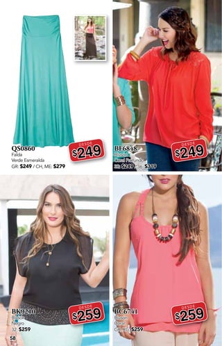 58
QS0860
Falda
Verde Esmeralda
GR: $249 / CH, ME: $279
DESDE
$249
BK9210
Blusón
Negro
32: $259
DESDE
$259
BF6848
Blusón
Coral Profundo
32: $249 / 36: $319
DESDE
$249
BC6741
Blusón
Coral
GR, XG: $259
DESDE
$259
 