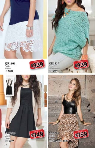 74
QR1101
Falda
Blanco
UT: $339
DESDE
$339
VD5610
Vestido
Negro
CH: $349
DESDE
$349
GE0527
Suéter
Verde Menta
GR: $339
DESDE
$339
VC5710
Vestido
Negro
GR: $359 / ME: $539
DESDE
$359
 