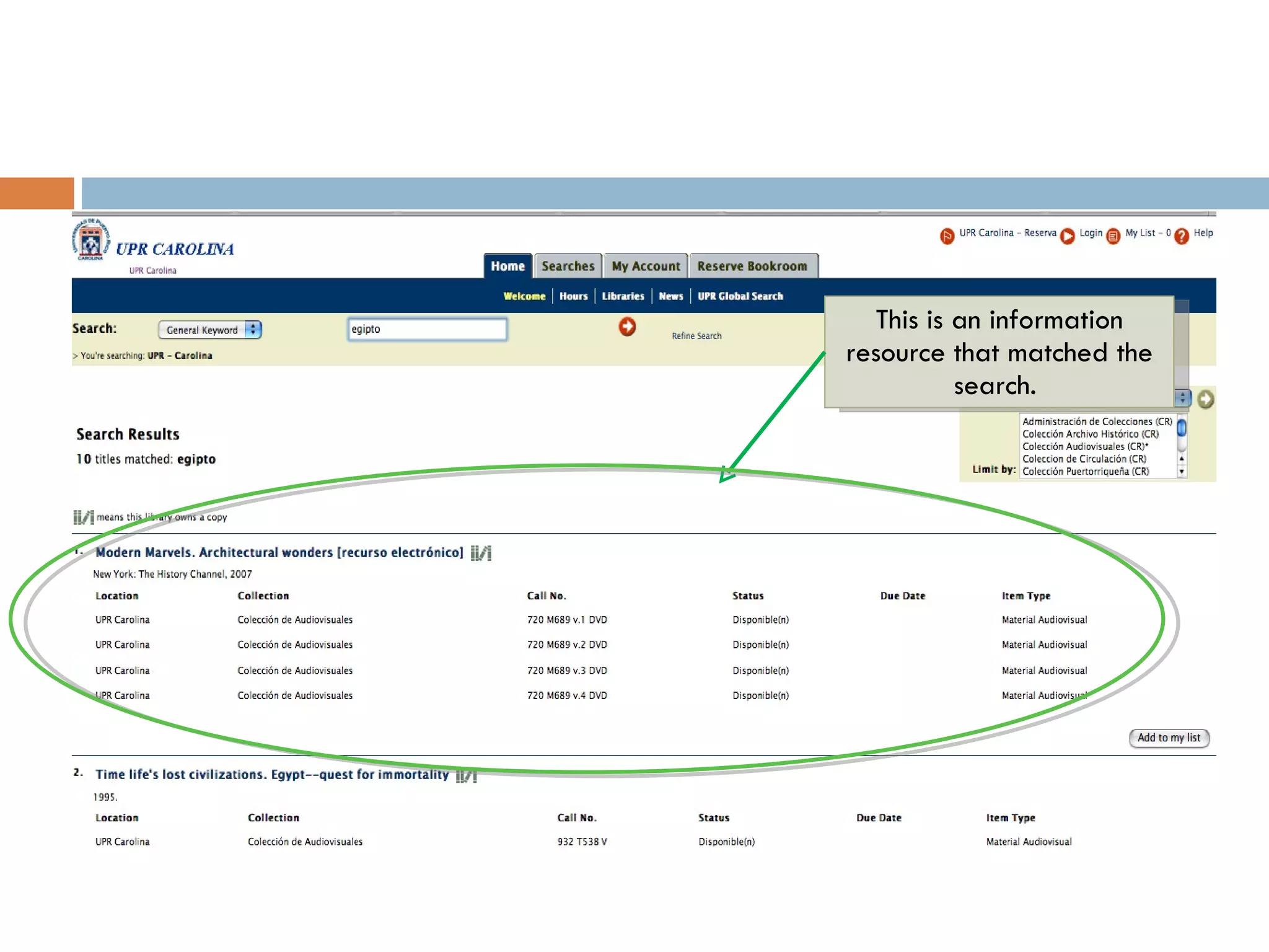 This is an information resource that matched the search.  