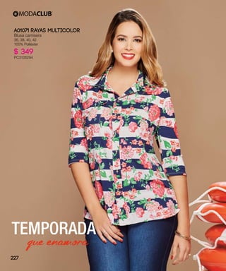 queenamora
TEMPORADA
A01071 RAYAS MULTICOLOR
Blusa camisera
36, 38, 40, 42
100% Poliéster
$ 349
PC3126294
227
 