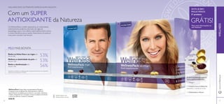 

66 67
WELLNESS PACK. NUTRIENTES DIÁRIOS NUMA SAQUETA.
OS SEUS NUTRIENTES DIÁRIOS
NUMA PRÁTICA SAQUETA:
2 x Ómega 3
1 x Complexo Sueco de Beleza Plus
(astaxantina + extrato de mirtilo)
1 x Multivitamínico e Mineral
 WellnessPack man 22793
 WellnessPack woman 22791
SINTA-SE BEM.
PAGUE MENOS.
5º produto
GRÁTIS!
WellnessPack A dose diária recomendada de Ómega 3,
Complexo Sueco de Beleza Plus, Multivitamínico e Mineral,
especialmente concebidos para promover a sua saúde, resistência
e beleza. Disponível em 2 variantes: um que se adapta aos homens
e outro às mulheres. Contém 21 saquetas.
€28,95
Com um SUPER
ANTIOXIDANTE da Natureza
OsWellnessPacks contêm astaxantina, um antioxidante
extremamente poderoso, derivado das algas do
arquipélago sueco. Com efeitos antienvelhecimento únicos
e muitos benefícios para a saúde. Desta forma, irá sentir-se
mais jovem, durante mais tempo!
Yamashita, E, Os efeitos na condição da pele do Suplemento Alimentar com astaxantina,
Ciência dos Carotenoides vol 10, 2006
PELE MAIS BONITA
Peça mais informações ao
seu Assessor
Reduz as linhas ﬁnas e as rugas em
(Placebo 8%) 53%
Melhora a elasticidade da pele em
(Placebo 14%) 53%
Reduz a desidratação em
(Placebo 10%) 56%
www.oriﬂame.ptWELLNESS
 