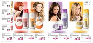 HairX Repair Therapy
Conditioner
Condicionador
Reparador HairX                                                                                                                                                                                                                         A nossa missão – revelar
250 ml.                                                                                                                                                                                                                                  a beleza do seu cabelo
14711            €8,90
                 €7,95

HairX Repair Therapy
Split End Serum
Sérum Reparador
de Pontas HairX
30 ml.
14713          €11,90                                                                                                                                                   
                €9,95                                                                                                                                                                                                               



HairX Colour Protect
Conditioner
Condicionador Protector
de Coloração HairX
250 ml.
14708            €8,90
                 €7,95

HairX Colour Protect
Leave-in Cream
Creme Leave-in                                                                                       
Protector de Coloração                                                                                                                                                                                        
HairX                                                                                                                                                             
150 ml.
21760            €8,00                                                                           Última apresentação!
                 €6,95
                                              Cabelos com Coloração                         Cuidados de Verão                                      Volume Fantástico                                                Reparadora
 HairX Colour Protect                 HairX Colour Protect           HairX Summer Care         HairX Summer Care              HairX Volume Boost              HairX Volume Boost        HairX Repair Therapy          HairX Repair Therapy
Hair Mask                             Shampoo                         Shampoo                    Hair Mask                       Hair Mask                        Shampoo                    Hair Mask                      Shampoo
Máscara Capilar Protectora de         Champô Protector de Coloração   Champô Summer Care HairX   Máscara Capilar Summer Care     Máscara Capilar Volume + HairX   Champô Volume + HairX      Máscara Capilar Reparadora     Champô Reparador HairX
Coloração HairX                       HairX                           250 ml.                    HairX                           200 ml.                          250 ml.                    HairX                          250 ml.
200 ml.                               250 ml.
                                                                      16267              €8,90   200 ml.
                                                                                                                                 21721               €10,90       15580              €8,90   200 ml.
                                                                                                                                                                                                                            14710                     €8,90
                       €10,90                              €8,90                                                        €10,90                                                                                     €10,90
                                                                                  €7,95                                                        €9,95                          €7,95                                                         €7,95
14709                                 14707                                                      16270                                                                                       14712

                €9,95                              €7,95                                                         €9,95                                                                                    €9,95
104   cuidados do corpo e capilares                                                                                                                                                                                         cuidados do corpo e capilares 105
 