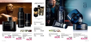          



                                                                                                                                                                          

                                                                                              




                                                                                                   cicuta azul, madeira sequoia,
                                                                                                              tabaco


                                                                                                Architect Eau de Toilette
                                                                                              Eau de Toilette Architect
                                                                                               75 ml.
                                                                                               21559                  €32,00
                                                                                                                                                                                                                          
                                                                                                                                                  
                                                                                                Architect Anti-perspirant
                                                                                               Deodorant Spray
                                                                                               Spray Desodorizante
                                                           cardamomo, estragão, fava-tonca     Antitranspirante Architect                  manjericão, alcaçuz, pralina
                                                                                               150 ml.
                                                                                               21561                  €10,00

 Ascendant Eau de Toilette    Ascendant Anti-perspirant        Ascendant Anti-perspirant     Architect Aftershave Balm          S8 Night Aftershave Balm                  S8 Night                        S8 Night Eau de Toilette
Eau de Toilette Ascendant     Deodorant Spray                   24H Deodorant                  Bálsamo Aftershave Architect        Bálsamo Aftershave S8 Night                Antiperspirant Deodorant Spray   Eau de Toilette S8 Night
75 ml.                        Spray Desodorizante               Desodorizante                  50 ml.                              50 ml.                                     Spray Desodorizante              Caraterizada pela sensualidade moderna, esta
10919            €29,00       Antitranspirante Ascendant        Antitranspirante Roll-On 24H   21560                   €11,00      15188                      €11,00          Antitranspirante S8 Night        Fragrância penetrante deixa um rasto sexy de camurça,


         €24,95                                                                                                                                        €9,95
                              150 ml.                           Ascendant                                                                                                     150 ml.                          cedro e pralina. 50 ml.

                              11280             €10,00          50 ml.
                                                                                                                                                                              15184                   €10,00   15183                                   €29,00
                                         €8,95
                                                                13863

                                                                            €6,95
                                                                                    €8,00
                                                                                                                                                                                               €8,95                                       €24,95
96   para ele                                                                                                                                                                                                                                              para ele    97
 