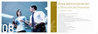 08   Área Administración
               y Dirección de Empresas
               Listado de cursos
               08.1. Actuaciones en la empresa ante las dificultades económicas
               08.2. Aplicación del IVA
               08.3. Aplicación del nuevo PGC para pymes. manual práctico
               08.4. Aplicaciones informáticas de gestión (2008)
               08.5. Asesor fiscal - IRPF e impuestos sobre sucesiones y donaciones - vol 1.
               08.6. Asesor fiscal - ley general tributaria, impuestos sobre sociedades e impuestos locales - vol. 2
               08.7. Asesor fiscal. IVA e impuestos de transmisiones patrimoniales y actos jurídicos documentados - vol 3




     08
               08.8. Asesoramiento fiscal. tributación e impuestos -
               08.9. Contaplus 2008




      >
               08.10. El plan general contable de pymes
               08.11. Facturaplus 2008
               08.12. Financiación de la empresa inmobiliaria
               08.13. Gestión de morosidad. recuperación y prevención
               08.14. Gestión de personal. nóminas
               08.15. Gestión de personal. nominas - versión on-line
               08.16. Gestión de pymes 2010
               08.17. Gestión de recursos humanos
42                                                                                                                          43
 