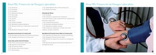 19   Área PRL Prevención de Riesgos Laborables                                                                                            19   Área PRL Prevención de Riesgos Laborables
          19.173. Demolición                                               19.192. Responsables de Obra y Técnicos de Ejecución
          19.174. Encofrados                                               19.193. Mandos Intermedios
          19.175. Ferrallado
          19.176. Revestimiento de yeso                                    Formación por Oficios:
          19.177. Electricidad                                             19.194. Ferrallado
          19.178. Fontanería                                               19.195. Fontanería e instalaciones de climatización
          19.179. Cantería                                                 19.196. Electricidad: montaje y mantenimiento de instalaciones de
          19.180. Pintura                                                  alta tensión y baja tensión
          19.181. Solados y alicatados                                     19.197. Instalación de ascensores
          19.182. Operadores de aparatos elevadores                        19.198. Operadores de aparatos elevadores
          19.183. Operador de vehículos y maquinaria de movimiento de      19.199. Operadores de equipos manuales
          tierras                                                          19.200. Instalaciones, reparaciones, montajes, estructuras
          19.184. Operadores de equipos manuales                           metálicas, cerrajería y carpintería


          Nivel básico de prevención en la construcción:                   Nivel Básico de Prevención Sector Metal en la Construcción:
          19.185. Nivel básico de Prevención en la Construcción 60 horas   19.201. Nivel básico de Prevención en la Construcción 60 horas
          19.186. Delegados de Prevención en la Construcción               19.202. Delegados de Prevención Sector Metal
                                                                           19.203. Operador de maquinaria de transporte en actividades de
          Sector metal, primer Ciclo de Formación:                         exterior
          19.187. Primer ciclo de formación. Nivel inicial.                19.204. Operador de maquinaria de arranque/carga/viales en
          19.188. Segundo Ciclo de Formación                               actividades de exterior
          19.189. Por puesto de Trabajo
          19.190. Gerentes y Directivos de Empresa
          19.191. Administrativos

98                                                                                                                                                                                              99
 
