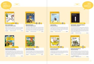 serie
amarilla

serie
amarilla
Desde 6 años

Caco y la Turu

Desde 6 años

CRA

Tranquila Tragaleguas

CRA

Vamos a buscar un tesoro

CRA

La niña que se perdió en su pelo

Víctor Carvajal (chileno)
Ilustraciones de Paloma Valdivia

Michael Ende (alemán)
Ilustraciones de Agustí Asensio

Janosch (alemán)
Ilustraciones del autor

Andrés Kalawski – Andrea Ugarte (chilenos)
Ilustraciones de los autores

Todos los niños tienen una mascota y Caco quiere tener un gallo.
Aunque solo recibe una gallina, esto no disminuye su entusiasmo.
Juntos, Caco y la Turu viven aventuras en las que se mezclan juegos,
imaginación y travesuras que dan origen a una gran amistad.

El Gran Sultán Leo Vigésimo Octavo invita a los animales del bosque
a su matrimonio. Tranquila decide asistir y va paso a paso. En el
camino se encuentra con otros animales que dudan que lo logre
por su lentitud e incluso se ríen de ella. Gracias a su perseverancia
finalmente llega, aunque sea el matrimonio de Leo Vigésimo Noveno.

Oso y Tigre salen en busca de la mayor felicidad del mundo, que están
seguros se encuentra en un tesoro de oro o dinero. Hallan manzanas
de oro y cargan un cesto cada uno, en el camino las pierden y regresan a casa sin el tesoro. Sin embargo, al volver se sienten realmente
felices con simplemente estar siempre juntos.

48 páginas / isbn: 978-956-239-091-0 / convenio marco: 822562

48 páginas / isbn: 978-956-239-107-8 / convenio marco: 886184

Lucía tiene el pelo liso y largo, y cuando se enoja se esconde tras él.
Pero un día se esconde tanto que no logra volver a salir. Dentro de
su pelo descubre nada menos que un monstruo… pero un monstruo
sonriente y amable, quien le tiende una mano y la ayuda a encontrar
la salida. Un relato cargado de simbolismos que muestra que nuestros
peores monstruos están en nuestro interior, pero que muchas veces
son mejores de lo que pensábamos.

40 páginas / isbn: 978-956-239-149-8 / convenio marco: 822549

52 páginas / isbn: 978-956-347-343-8 / convenio marco: 880024

El medio pollito

Amigos en el bosque

Rosario Ferré (puertorriqueña)
Ilustraciones de Enrique Martínez

Anamaría Illanes (chilena)
Ilustraciones de René Moya

Fernando Krahn (chileno)
Ilustraciones del autor

Arnold Lobel (estadounidense)
Ilustraciones del autor

Una viejecita da medio huevo a un niño. Él lo empolla para tener un
amigo. El medio pollito encuentra oro que cambia al rey por comida.
El rey no cumple y el medio pollito traga el agua del río e inunda el
reino ahogando al rey. Finalmente, entre todos se reparten sus bienes.
Un cuento tradicional que nos muestra que los compromisos, una
vez establecidos, se deben respetar.

Aira vive sola y así le gusta. Un día sale a caminar y cae, rompiéndose
una patita. Un oso la lleva a su casa y los animales del bosque la cuidan
para que se recupere tranquila. Ya sana, se siente muy sola, por lo
que sus nuevos amigos le preparan una gran bienvenida al bosque.

La familia de ratones va de paseo al campo. Los papás preparan la
merienda y llaman a comer, pero la más pequeña de los ratoncitos se
ha quedado enganchada en la rama de un árbol. Aventuras sencillas
de una familia divertida con una madre inventora.

48 páginas / isbn: 978-956-239-112-2 / convenio marco: 822557

32 páginas / isbn: 978-956-239-066-8 / convenio marco: 822555

Cuentos en que Sapo y Sepo cultivan una hermosa amistad, convirtiéndose en inseparables: se preocupan uno del otro y lo comparten
todo. Juntos vivirán grandes aventuras, construirán un hermoso
jardín, compartirán unas ricas galletas, participarán de arriesgados
momentos y saldrán finalmente de paseo. Un clásico en que dos personajes muy distintos se complementan de una forma extraordinaria.

32 páginas / isbn: 978-956-239-054-5 / convenio marco: 886086

CRA

Un paseo al campo

CRA

Sapo y Sepo, inseparables

premio: Medalla Newbery 1973.
68 páginas / isbn: 978-956-239-050-7 / convenio marco: 845027

pág.25

 