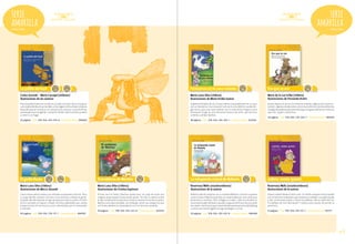 serie
amarilla

serie
amarilla
Desde 6 años

Desde 6 años

La polilla del baúl

Fantasmas en la casa rodante

CRA

Era que se era

CRA

CRA

Carlos Saraniti - Mario Carvajal (chilenos)
Ilustraciones de los autores

María Luisa Silva (chilena)
Ilustraciones de María Emilia Suárez

María de la Luz Uribe (chilena)
Ilustraciones de Fernando Krahn

Para la polilla Zulema el mundo es su baúl y el mejor de los manjares
una vieja bufanda escocesa. Mas un día alguien abre el baúl y Zulema
descubre que el mundo es un universo por conocer, y que en él hay
personajes que la engañan y se burlan de ella. Solo la luna la ayudará
a volver a su hogar.

El general Amador de las Correas habita tranquilamente en su casa
con un fantasma. Esta situación solo será un problema cuando llegue cerca suyo una casa rodante con un matrimonio hippie y ¡una
fantasma! Surge así una hermosa historia de amor que termina
uniendo a ambas familias.

Nueve relatos en verso con historias rimadas, algunos de mayor extensión, algunos de absurdos y otros humorísticos donde predomina
el juego de palabras que pone en jaque al ingenio del lector. Historias
para reír, repetir y divertirse.

36 páginas / isbn: 978-956-239-079-8 / convenio marco: 886089

48 páginas / isbn: 978-956-239-359-1 / convenio marco: 822560

El gorila Razán

CRA

El problema de Martina

CRA

La estupenda mamá de Roberta

CRA

36 páginas / isbn: 978-956-239-063-7 / convenio marco: 886083

¡Julieta, estate quieta!

María Luisa Silva (chilena)
Ilustraciones de Marco Saraniti

María Luisa Silva (chilena)
Ilustraciones de Cristina Espinoza

Rosemary Wells (estadounidense)
Ilustraciones de la autora

Rosemary Wells (estadounidense)
Ilustraciones de la autora

Cae la noche sobre la selva y los animales se disponen a dormir. Pero
un sapo decide cantarle a la luna y esto enfurece a Razán el gorila.
Enojado, decide expulsar al sapo porque perturba su sueño. El resto
de los animales se opone y Razán termina pidiéndole que vuelva
porque incluso él reconoce su error, admitiendo que lo comenzaba
a extrañar.

Pronto será su boda y Martina quiere lucir un traje de novia que
ninguna puercoespina haya tenido jamás. Por ello, la señora araña
le teje un delicado encaje, pero la tela no resiste el roce de sus púas.
Martina está desconsolada, sin embargo, serán sus amigos los que
con lindos pétalos la sorprenderán con un hermoso atuendo.

Roberta sale de compras con su muñeca Melania. Como en su paseo
camina tanto, Roberta se pierde y es sorprendida por unos niños que
destrozan su muñeca. Pero al llegar su madre, cada uno de ellos se
hará responsable del daño causado y lograrán disfrutar de una tarde
de campo. Una historia que trata el siempre presente tema del bullying
y cómo una mamá ingeniosa logra proteger a su hija.

¡Pobre Julieta! Nadie le hace caso. Su madre siempre está ocupada
con su hermano Salustiano, que todavía es un bebé, y su padre ayuda
a Flor, la hermana mayor, a hacer los deberes. ¡No es nada fácil ser
el mediano de tres hermanos! Y Julieta está a punto de perder la
paciencia…

40 páginas / isbn: 978-956-239-117-7 / convenio marco: 886085

40 páginas / isbn: 978-956-239-222-8 / convenio marco: 822550

32 páginas / isbn: 978-956-239-571-7 / convenio marco: 767077

56 páginas / isbn: 978-956-239-433-8 / convenio marco: 886088

pág.31

 