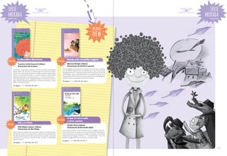 serie
morada

serie
morada
Desde 8 años

Desde 8 años

brand

new

novedad

La Maravillosa Macedonia

novedad

Francisca Cortés Guarachi (chilena)
Ilustraciones de la autora
Chocolates, masticables, helados y chicles era todo lo que Baltasar
quería comer. ¡De verduras ni hablar! Según él, le ponían las orejas
verdes. Pero un buen día, Baltasar es misteriosamente transportado
hacia un mundo desconocido, un mundo donde los niños tienen
llamativos peinados, extraños nombres y curiosas costumbres...
¿Será que Baltasar lo está imaginando todo? ¿O realmente existe un
lugar llamado Maravillosa Macedonia, donde las verduras y frutas
tienen increíbles poderes?

Bartolo y los cocodrilos mágicos
Mauricio Paredes (chileno)
Ilustraciones de Verónica Laymuns

Un huevo gigante atascado en el cráter de un volcán, dos cocodrilos
con una misión súper secreta, una isla flotante y una inmensa nube
de algodón de dulce… ¿Qué podría salir mal en esta historia? En esta
oportunidad, nuestro querido Bartolo y su pandilla viajarán en la
cama voladora directo hacia una nueva aventura en la isla Reptágono,
donde les espera una sorpresa «de otro mundo».
102 páginas / isbn: 978-956-347-465-7

136 páginas / isbn: 978-956-347-467-1

novedad

Ada y su Varita
PePe Pelayo (cubano-chileno)
Ilustraciones de Alex Pelayo

Nuestro querido Adalberto en esta oportunidad se verá enfrentado a
la misteriosa muerte de su gata Varita. ¿Quién será el culpable? Ada
nos descansará hasta descubrir qué fue lo que sucedió, y para eso
contará con la ayuda de su abuelo Moisés, y Yoyito, su detestable
hermano menor.

novedad

El que no corre vuela
y otros cuentos
Floridor Pérez (chileno)
Ilustraciones de Bernardita Ojeda

En el remoto pasado o en el mismísimo hoy, en lugares comunes,
donde viven seres corrientes, ocurren sucesos tan extraordinarios
como lechuzas que convierten a un gallo en hombre, o una astuta
campesina que engaña al Diablo. Y —cosa admirable— no se ha
perdido la magia del amor a la familia y a la tierra natal.
72 páginas / isbn: 978-956-347-513-5

102 páginas / isbn: 978-956-347-577-7

pág.35

 