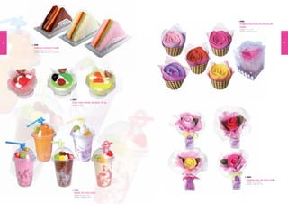 2583
                                                                                    Original rosa toalla en estuche de
                                                                                    regalo
                                                                                    Medidas: 7 x 7 x 9 cm
                                                                                    Medidas 1 Toalla: 25 x 25 cm




6                                                                                                                              7
    2581
    Delicioso sandwich toalla
    Medidas: 1 x 5 x 9 x 5.5 cm
              7.5
    Medidas 4 Toallas: 30 x 30 cm / 10 x 10 cm




                                                 2572
                                                 Dulce copa helado de jabón 1 gr.
                                                                             15
                                                 Medidas: 6 x 8 cm




                                                                                               2584
                                                                                               Original ramo de rosas toalla
                                                                                               Medidas: 1 x 1 x 24 cm
                                                                                                         1 1
                                                                                               Medidas 1 Toalla: 1 x 9 cm
                                                                                                                  8



                                                   2582
                                                   Batido de frutas toalla
                                                   Medidas: 8.5 x 8.5 x 15 cm
                                                   Medidas 1 Toalla: 30 x 30 cm
 