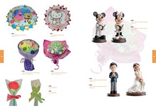 8530
                                                                                                                                          Figura pastel comunión Mickey
                                                                                                                                          Medidas: 1 cm
                                                                                                                                                    3



                                                                                                                                          8531
                                                                                                                                          Figura pastel comunión Minnei
                                                                                                                                          Medidas: 1 cm
                                                                                                                                                    3



      8713                                                      8714
      Tarta golosinas Bob Esponja                               Tarta golosinas Hello Kitty
      Medidas: 27 x 27 cm                                       Medidas: 27 x 27 cm




102                                                                                                                                                                       103




                            8718                                     8719
                            Mini ramo golosinas enamorados           Ramo golosinas enamorados
                            Medidas: 15 cm (diámetro: 9 cm)          Medidas: 25 cm (diámetro: 15 cm)




                                                                                                        8532
                                                                                                        Figura pastel comunión marinero
                                                                                                        Medidas: 1 cm
                                                                                                                  3



                                                                                                        8533
                                                              8720                                      Figura pastel comunión princesa
                                                              Rosa golosinas                            Medidas: 1 cm
                                                                                                                  3



                                                              8721
                                                              Lirio golosinas
 