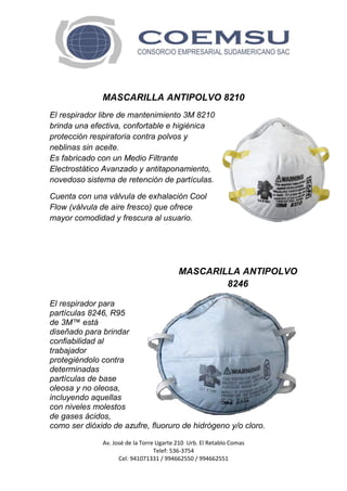 Mascarilla antipolvo blanco - Full Minería / Epp Colombia.