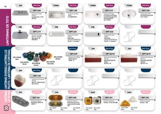 16
LANTERNASDETETOLANTERNAS
LAT.DEPISCA
LanternasDiversas(LanternaLuz
Piloto/LanternadeCortesia)
Emb. 01 pç. Emb. 01 pç. Emb. 01 pç.
Emb. 02 pçs.
Emb. 01 pç.
Emb. 05 pçs.
Emb. 01 pç.
Emb. 02 pçs.
Emb. 01 pç.
Emb. 02 pçs.
Emb. 01 pç.
MB MB MB
GM
vw fiat
GM
vw
GM
fiat
»» DP7.319
Lanterna de Teto
Sprinter 901/903
(Salão Central) - MB
A9018200101
»» DP7.625
Lanterna de Teto
Cabine
Mercedes-Benz
1313/1513/1519/2013 (Cara
Preta) 84 > (s/ Interruptor)
»» DP7.626
Lanterna de Teto
Cabine
Mercedes-Benz
1313/1513/1519/2013 (Cara
Preta) 84 > (c/ Interruptor)
»» DP3.039
Lanterna Luz Piloto
Adaptação Universal
Lâmpada - 53
DP3.039AZ
Azul
DP3.039VD
Verde DP3.039CR
Cristal
DP3.039VM
Vermelho
DP3.039AM
Âmbar
»» DP7.067D
Lanterna de Cortesia
(Porta)
Monza/Kadett/Opala/D20
(Direita)
GM: 94.617.139
»» DP7.067E
Lanterna de Cortesia
(Porta)
Monza/Kadett/Opala/D20
(Esquerda)
GM: 94.617.139
»» DP7.184
Lanterna de Cortesia
(Porta)
Monza 95 > (Direita/Esquerda)
GM: 52.259.427
DP7.400AM
Ambar
DP7.400CR
Cristal
DP7.400FM
Fumê
DP7.392AM
Ambar
DP7.392CR
Cristal
DP7.391AM
Ambar
DP7.391CR
Cristal
»» DP7.361
Lanterna Lateral
Polo/Golf/Bora 2002 Nº VW
1J0949117
»» DP7.400
Lanterna Lateral
VW Polo Classic/Saveiro Van/
Cordoba/Inca/Ibiza/Caminhão
2000
»» DP7.392
Lanterna Lateral
Fiat Ducato > 2005
»» DP7.391
Lanterna Lateral
Fiat Ducato - Nº Fiat 1301076080
Emb. 01 pç.Emb. 01 pç. Emb. 01 pç. Emb. 01 pç.FORDFORDGM FORD
»» DP7.360
Lanterna de Teto
(Fumê)
Corsa/Vectra/Astra - Nº GM
90561390
»» DP7.108
Lanterna de Teto
Corcel II
Ford: BD8M13N701A
»» DP7.219
Lanterna de Teto
Ka 97/00/Escort 96/99/Fiesta
importado/Fiesta Sedan 01/03
Fiesta Nacional 00/03
Ford: 13776/AA
»» DP7.220
Lanterna de Teto
Fiesta 04/04/Ecosport 03/04
Ford: 13776/AB
 