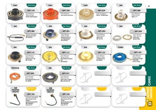 21
CAMESCACHIMBOS
GARRAFINHA
Emb. 02 pçs. Emb. 02 pçs. Emb. 02 pçs. Emb. 02 pçs.GM GM GM FORD
»» DP7.122
Came Retorno
Chave de Seta
S-10/Blazer 95 a 00
GM: 93364295
»» DP7.112
Came Retorno
Chave de Seta
Monza/Kadett/Corsa/Vectra/
Astra
GM: 90.209.022
»» DP7.110
Came Retorno
Chave de Seta
Opala/Caravan 81 a 88
GM: 7.812.849
»» DP7.102
Came Retorno
Chave de Seta
Escort/Verona/Versailles/
F1000/F4000
Ford: 251.419.661
»» DP7.096
Came Retorno
Chave de Seta
Toyota Bandeirantes/Todos os Anos
4.517.698.001
»» DP7.231
Came Retorno
Chave de Seta
Sprinter (todos os modelos)
MBB: A.901.464.01.28
Emb. 02 pçs. Emb. 02 pçs.TOYOTA MB
MB
SCÂNIA
VOLVO
MB
SCÂNIA
VOLVO
Emb. 05 pçs. Emb. 05 pçs.
»» DP7.183
Cachimbo Garrafinha
Reparo do sensor de freio
(Grande)
Mercedes Benz/Scania/Volvo
MBB: 0005400281
Scania: 537.146
»» DP7.182
Cachimbo Garrafinha
Reparo do sensor de freio
(Pequeno)
Mercedes Benz/Scania/Volvo
MBB: 0005400181
Scania: 537.214
Emb. 02 pçs.
Emb. 02 pçs.
Emb. 02 pçs.
Emb. 02 pçs.
Emb. 02 pçs.
Emb. 02 pçs.
Emb. 02 pçs.
Emb. 02 pçs.
FIAT
GM
FIAT
GM
FIAT
GM
GM
GM
»» DP7.088
Came Retorno
Chave de Seta
Opala 67 a 77
»» DP7.091
Came Retorno
Chave de Seta
Opala/Caravan 89 a 92
Com Volante Ajustável
GM: 26.029.509
»» DP7.099
Came Retorno
Chave de Seta
Chevette Todos
GM: 345.579.08
»» DP7.094
Came Retorno
Chave de Seta
Opala 78 a 80
GM: 7.812.136
»» DP7.089
Contato de Buzina
Opala/Caravan 78 a 88
GM: 94.604.355
»» DP7.129
Came Retorno
Chave de Seta
Palio (M. Marelli/Argentina)
»» DP7.320
Came Retorno
Came retorno de seta Uno Fire
»» DP7.629
Came do Volante
Palio Fire - 02/Dobló (Todos)
 