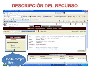 DESCRIPCIÓN DEL RECURSODóndecomprar el libro.
