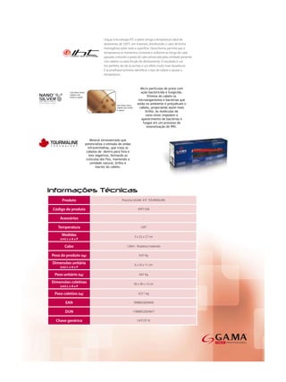 Produto           Prancha GA.MA IHT TOURMALINE

Código de produto                 APP1338

    Acessórios                        -

   Temperatura                      230°

     Medidas                   3 x 3,5 x 27 cm
    (cm) L x A x P

       Cabo               1,90m - Rotativo/ redondo

Peso do produto (kg)               0,41 kg

Dimensões unitária             6 x 33 x 11 cm
    (cm) L x A x P

 Peso unitário (kg)                0,61 kg

Dimensões coletivas            36 x 36 x 13 cm
    (cm) L x A x P

 Peso coletivo (kg)               4,211 kg

        EAN                   7898922659450

       DUN                    17898922659457

  Chave genérica                 I IHT DT St
 