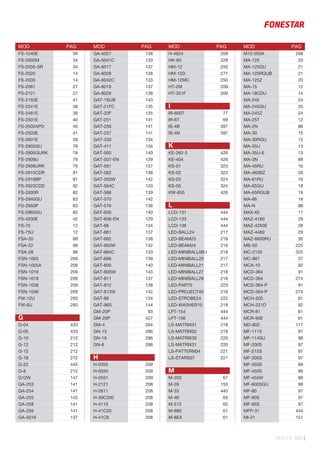 MOD PAG MOD PAG MOD PAG MOD PAG
FS-1240E 39
FS-2002M 34
FS-2005-SR 34
FS-2020 14
FS-2035 14
FS-2061 27
FS-2121 27
FS-2155E 41
FS-2241E 38
FS-2481E 38
FS-2501E 40
FS-2502APD 40
FS-2503E 41
FS-2601E 39
FS-2905GU 78
FS-2905GURK 78
FS-2909U 79
FS-2909URK 79
FS-2915CDR 81
FS-2916BP 81
FS-2925CDD 82
FS-2930R 82
FS-2940GU 83
FS-2950P 83
FS-2960GU 83
FS-4200E 42
FS-70 12
FS-75U 12
FSA-20 88
FSA-22 88
FSA-28 88
FSN-1005 209
FSN-1005A 209
FSN-1016 209
FSN-1018 209
FSN-1038 209
FSN-1046 209
FW-12U 293
FW-6U 293
G
G-04 433
G-05 433
G-10 212
G-12 212
G-15 212
G-18 212
G-22 445
G-8 212
G12W 147
GA-253 141
GA-254 141
GA-255 142
GA-258 141
GA-259 141
GA-5016 137
GA-5027 138
GA-5041C 133
GA-6017 137
GA-6028 138
GA-6042C 133
GA-8018 137
GA-8029 138
GAT-1SUB 143
GAT-21FC 135
GAT-22F 135
GAT-251 141
GAT-256 141
GAT-257 141
GAT-330 134
GAT-411 134
GAT-500 140
GAT-507-EN 129
GAT-561 137
GAT-562 138
GAT-563W 142
GAT-564C 133
GAT-566 139
GAT-570 142
GAT-576 136
GAT-600 140
GAT-606-EN 129
GAT-66 134
GAT-661 137
GAT-662 138
GAT-663W 142
GAT-664C 133
GAT-666 139
GAT-800 140
GAT-80SW 143
GAT-811 137
GAT-812 138
GAT-813W 142
GAT-86 134
GAT-96S 144
GM-20P 93
GM-20P 427
GM-4 264
GN-13 286
GN-19 286
GN-6 286
H
H-0355 209
H-0550 209
H-0551 209
H-2121 208
H-2611 208
H-39C200 208
H-4115 208
H-41C20 208
H-41C8 208
H-4624 208
HK-60 228
HM-12 250
HM-12D 271
HM-12MC 250
HT-2M 209
HT-351F 209
I
IR-600T 77
IR-6T 69
IS-4B 397
IS-4N 397
K
KE-282-3 426
KE-404 426
KS-01 323
KS-02 323
KS-03 324
KS-05 324
KW-855 426
L
LCD-131 444
LCD-133 444
LCD-136 444
LED-BALL24 217
LED-BEAM23 216
LED-BEAM24 216
LED-MINIBALL06U 218
LED-MINIBALL20 217
LED-MINIBALL21 217
LED-MINIBALL27 218
LED-MINIBALL28 218
LED-PAR70 223
LED-PROJECT40 216
LED-STROBE24 222
LED-WASHER10 218
LPT-154 444
LPT-156 444
LS-MATRIX01 219
LS-MATRIX02 219
LS-MATRIX30 220
LS-MATRIX31 220
LS-PATTERN04 221
LS-STARS07 221
M
M-203 67
M-26 150
M-33 445
M-46 63
M-512 65
M-880 61
M-8EX 61
M12-053A 208
MA-125 20
MA-125GU 21
MA-125RGUB 21
MA-125Z 20
MA-15 12
MA-18CDU 14
MA-245 24
MA-245GU 25
MA-245Z 24
MA-25T 12
MA-2N 88
MA-30 15
MA-30RGU 15
MA-35U 13
MA-35U-E 13
MA-3N 88
MA-45RU 16
MA-460BZ 26
MA-61RU 16
MA-65GU 18
MA-65RGUB 19
MA-66 18
MA-N 88
MAX-62 17
MAZ-4160 29
MAZ-4250E 28
MAZ-4480 29
MAZ-6600RU 30
MB-50 225
MC-2150 325
MC-867 37
MCA-10 92
MCD-364 91
MCD-364 274
MCD-364-P 91
MCD-364-P 274
MCH-205 91
MCH-221D 92
MCR-81 61
MCR-90E 61
MD-802 177
MF-111S 97
MF-114SU 98
MF-200S 97
MF-215S 97
MF-300S 97
MF-350S 99
MF-450S 99
MF-455W 99
MF-600SGU 98
MF-80 97
MF-80S 97
MF-95S 97
MFP-31 444
MI-21 151
ÍNDICE 537 |
 