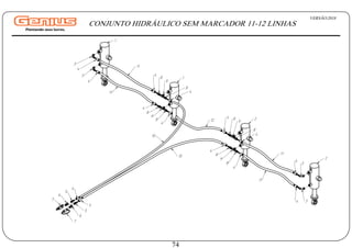 9
9
1
1
2
2
3
3
3
3
4
4
4
4
4
4
4
4
4
4
4
4
11
11
12
10
10
11
11
8
8
8
8 8
8
8
5
5
4
4
6
7
7
6
9
8
9
VERSÃO:2018
74
CONJUNTO HIDRÁULICO SEM MARCADOR 11-12 LINHAS
 