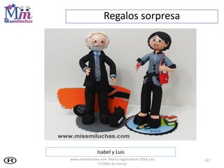 Regalos sorpresa
217
Isabel y Luis
www.missmiluchas.com- Marca registrada en 2014, Ley
17/2001 de marcas
 