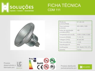 FICHA TÉCNICA
LED PAR 38

Eficiência
[Lúmens/Watt]:
Fluxo luminoso
[Lúmens]:

1275

Índice de reprodução
cromática [IRC]:

>85

Feixe luminoso

25°

Temperatura de cor [K]:

2,700 | 4.500 | 6,000

Consumo [Watts]:

17

Voltagem [VAC]:

90 até 240

Opção Dimerizável:

Disponível

Fator de potência:

> 0.95

Material da carcaça:

Fundição de alumínio

Classificação IP:

IP44

Certificações:

CE, RoHS

Garantia:

Produto
desenvolvido e
fabricado por:

75

3 anos

Produto distribuído
exclusivamente por:

 