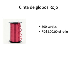 Cinta de globos Rojo



          • 500 yardas
          • RD$ 300.00 el rollo
 
