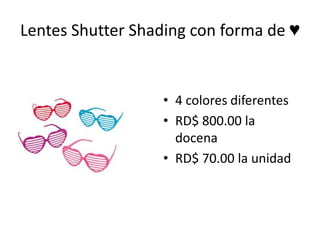 Lentes Shutter Shading con forma de ♥


                  • 4 colores diferentes
                  • RD$ 800.00 la
                    docena
                  • RD$ 70.00 la unidad
 