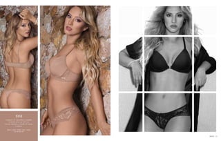 Conjunto de microfibra y puntilla.
Corpiño push up soft con
broche adelante y detalle de strass.
Colaless.
Blanco - celeste - frutilla - negro - nougat.
85 / 90 / 95 / 100
1991
SIGRY 27
 