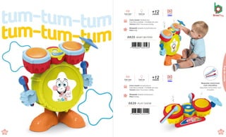 102
Caixa master 53x36x45,5cm
Caixa Micro-ondulada · 3 Unidades por caixa
Volume 0,09m³ Peso bruto 4,052kg
Brinquedo Tamanho:41,5x19,5x45,2cm
Peso 0,9kg
0825 .BABY BATERA
Brinquedo Tamanho:41x15,x13,1cm
Peso 0,424kg
Caixa master 54,5x43x18,5cm
Caixa Micro-ondulada · 3 Unidades por caixa
Volume 0,04m³ Peso bruto 2,444kg
0829 .PLAY SHOW
meses
+12
Com luz
Con luces
Com som
Con sonido Vídeo
meses
+12
Com luz
Con luces
Com som
Con sonido Vídeo
103
de
ContaFaz
de
conta
Baquetas removíveis
com chocalhos.
Baquetas removibles com
chocalho
 