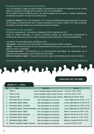 Catálogo talleres  2º módulo 2013