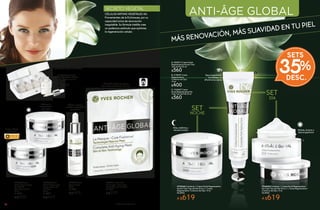 4342
SECRETO VEGETAL
CÉLULAS NATIVAS VEGETALES 4G
Provenientes de la Echinacea, por su
capacidad única de renovación
inagotable. Su fórmula inédita crea
un poderoso estímulo que optimiza
la regeneración celular.
#36785 Crema
Facial Regeneradora
Día FPS 20
Todo Tipo de Piel
50 ml
De $580
A $459
#44476 1 Mascarilla
Antiarrugas - Tecnología
Fusión Piel con Piel 30 g
De $300
A $239
Combate todos los signos
de envejecimiento en 15 min.*
#16925 Tratamiento
Anti-Age Global 28 Días
4 Mini Sérum 7 ml c/u
De $800
A $639
4 Mini Sérum Semanales con
resultados visibles en 28 días*
*En términos de apariencia
#27494 Sérum
Regenerante
30 ml
De $590
A $409
Nutre, hidrata
e ilumina
Reduce la
tirantez de la
piel seca
#32305 Crema
Facial Fundamental
Regeneradora Día
Piel Seca
50 ml
De $560
A $445
Reduce arrugas,
reafirma, redensifica
y revitaliza
B. #19697 Crema
Regeneradora
Contorno de Ojos
15 ml
$400
Descongestiona
las bolsas,
difumina las ojeras
Alisa, reafirma y
renueva la piel
A. #23671 Crema Facial
Regeneradora Noche Todo
Tipo de Piel 50 ml
$560
C. #16467 Crema
Facial Regeneradora Día
Todo Tipo de Piel 50 ml
$560
NOCHE
DÍA
SET
SET
#948085 Contiene: 1 Crema Facial Regeneradora
Día Todo Tipo de Piel 50 ml y 1 Crema Regeneradora
Contorno de Ojos 15 ml
De $960
A $619
#948086 Contiene: 1 Crema Facial Regeneradora
Noche Todo Tipo de Piel 50 ml y 1 Crema
Regeneradora Contorno de Ojos 15 ml
De $960
A $619
Hidrata, ilumina y
descongestiona
SETS
DESC.
35%
A
B
C
MÁS RENOVACIÓN, MÁS SUAVIDAD EN TU PIEL
 